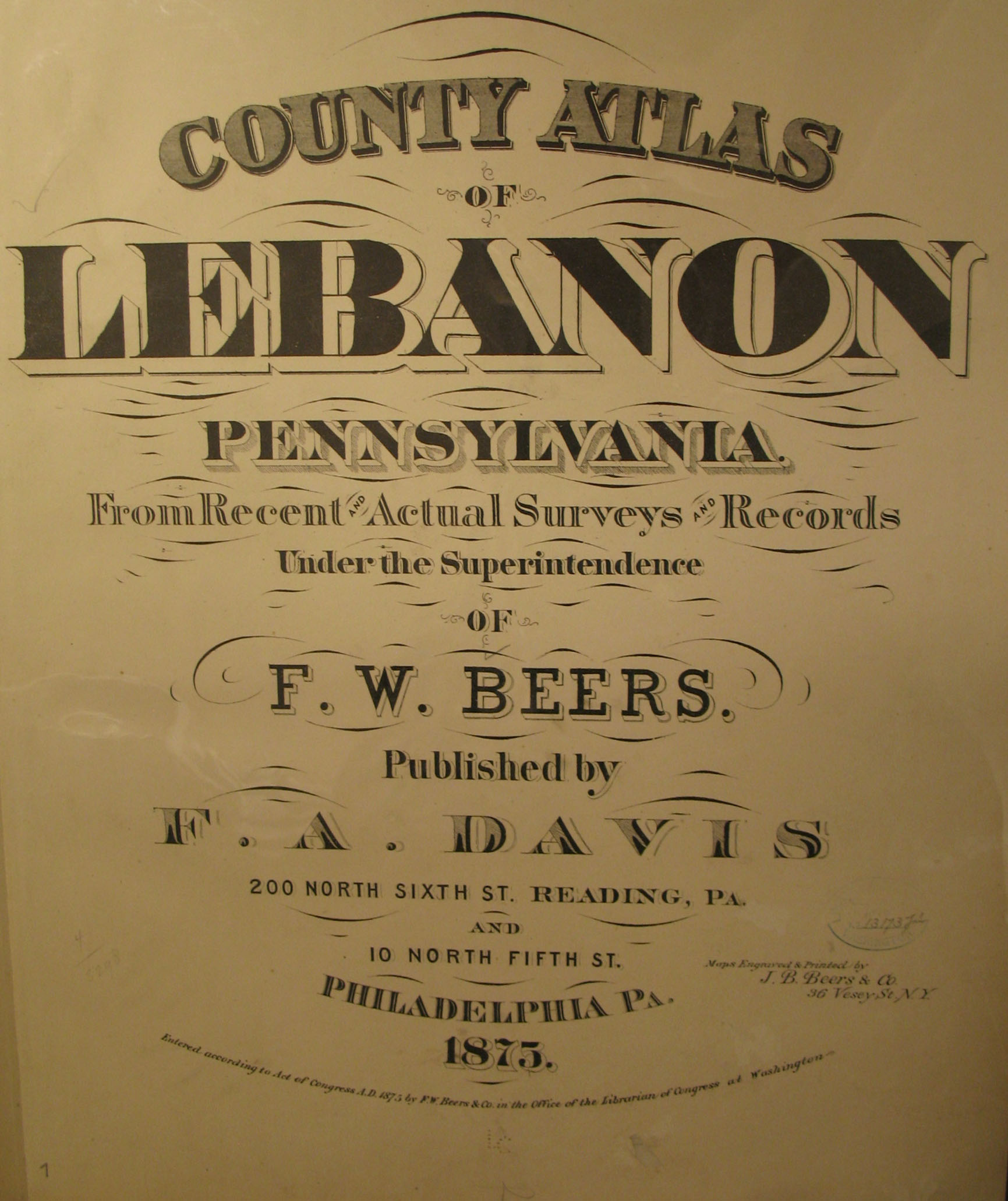 1875 Lebanon Co. Atlas